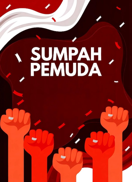 Flat vertical poster template photo for Indonesian sumpah pemuda