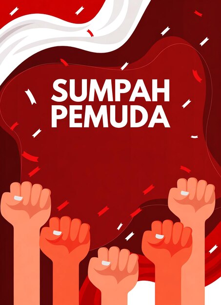 Flat vertical poster template photo for Indonesian sumpah pemuda