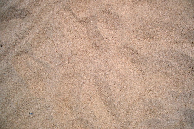 Vista piatta della superficie di sabbia gialla pulita che copre la spiaggia sul mare struttura sabbiosa