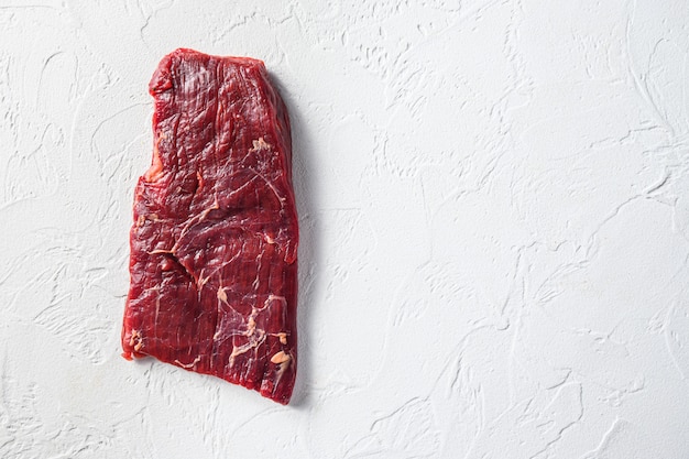 Flat view of marble beef slice isolated isolated