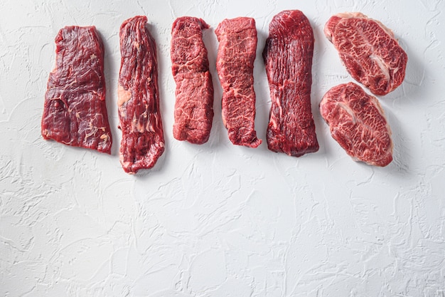 Flat view of marble beef slice isolated