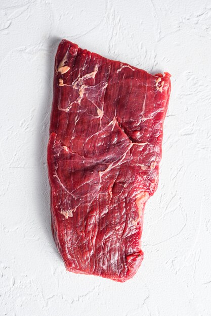 Flat view of marble beef slice isolated