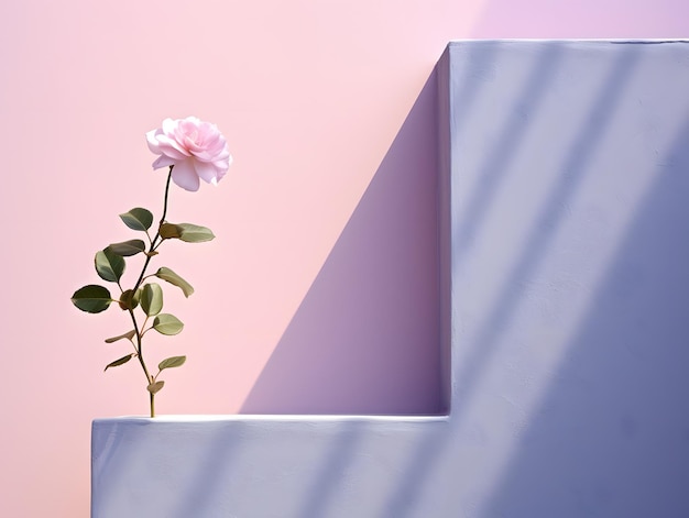 flat wall background with flowers on the side