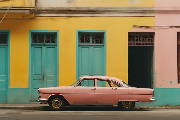 flat wall and classic car