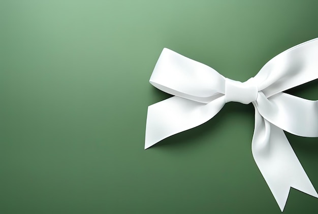 flat white ribbon against green background