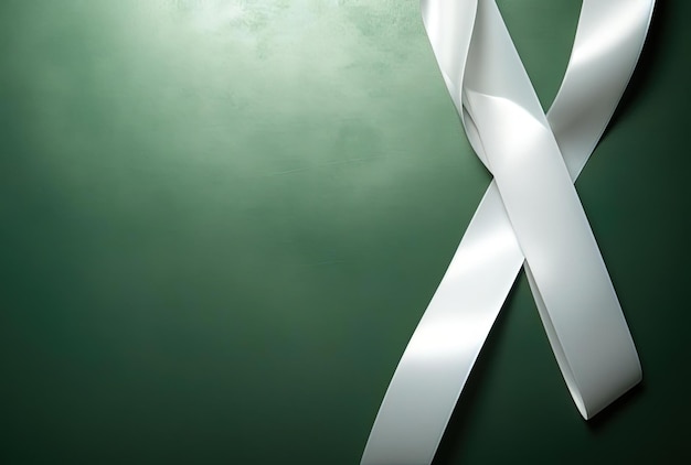 flat white ribbon against green background