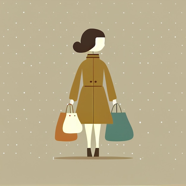 Flat woman holding shopping bags cartoon wallpaper modern\
design for shopping online website design