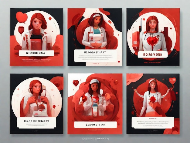 Photo flat world blood donor day instagram posts collection