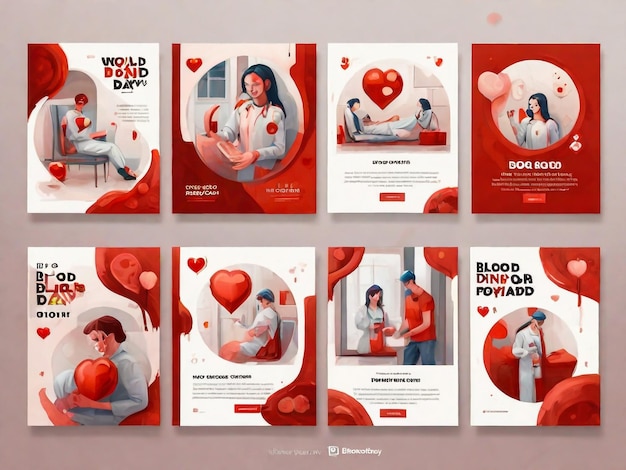 평평한 세계 혈액 기증자 날 인스타그램 게시물 컬렉션