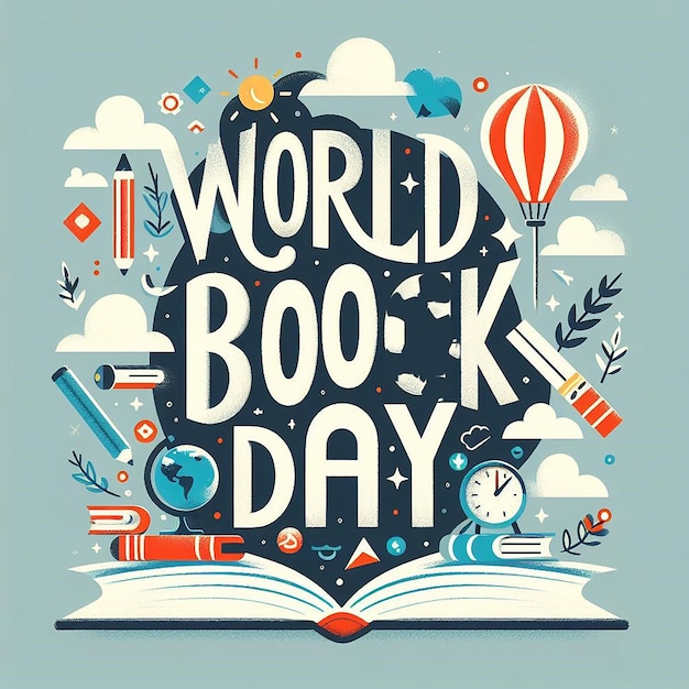 Flat world book day lettering