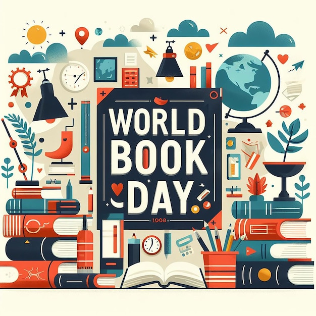 Flat world book day lettering