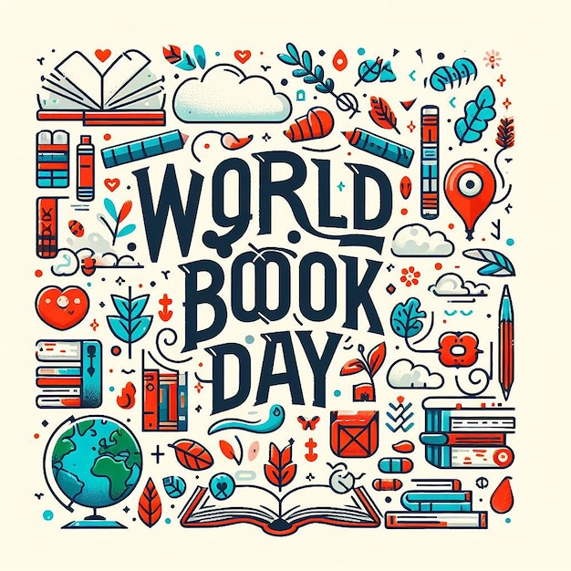 Photo flat world book day lettering