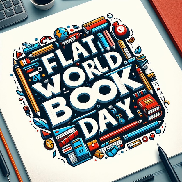 Photo flat world book day lettering