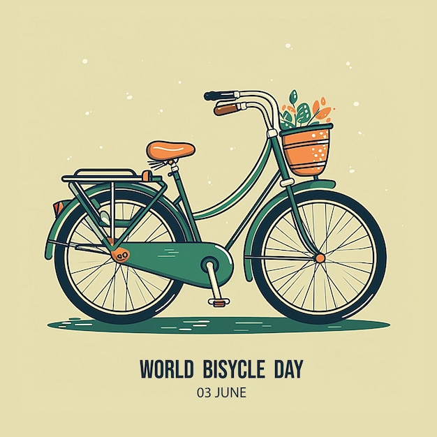 Flat world car free day World bicycle day Cartoon flat style AI generative