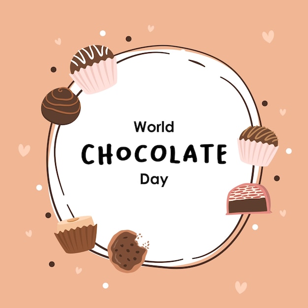 flat world chocolate day poster template