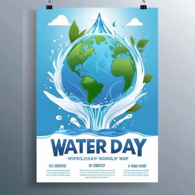 Photo flat world water day banner vector template for global awareness