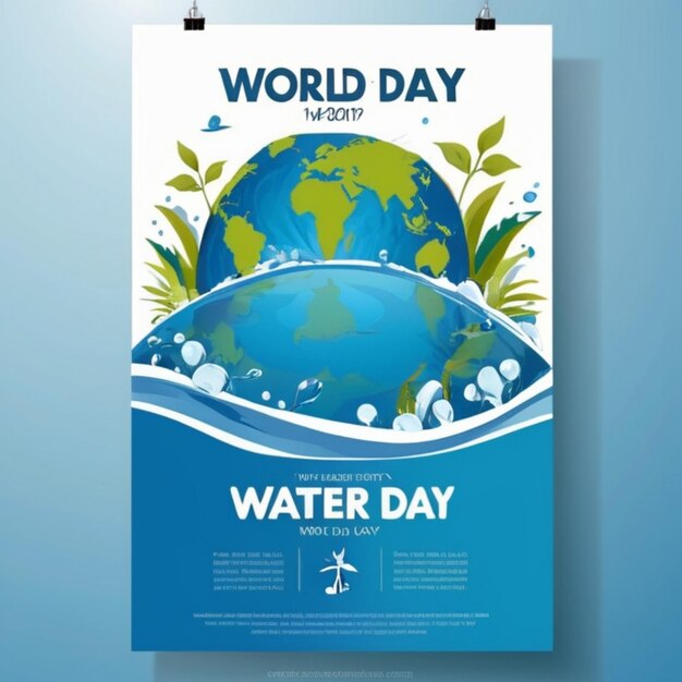 Photo flat world water day banner vector template for global awareness