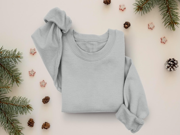 flatlay ash grijs kerst sweatshirt mockup gildan 18000 mockup sweater mockup