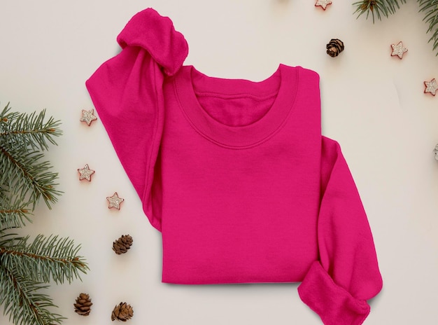 Flatlay heliconia folded christmas sweatshirt mockup gildan 18000 mockup sweater mockup