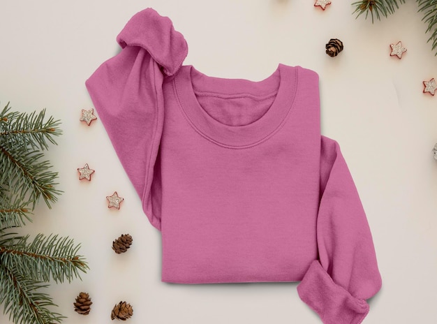 Flatlay plumrose folded christmas sweatshirt mockup gildan 18000 mockup sweater mockup