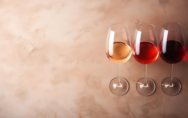 Photo flatlay of red rose and white wine in glasses