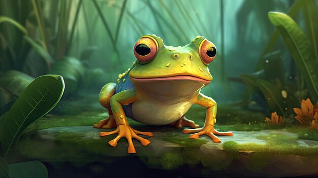 a flatstyled frog in a cartoon