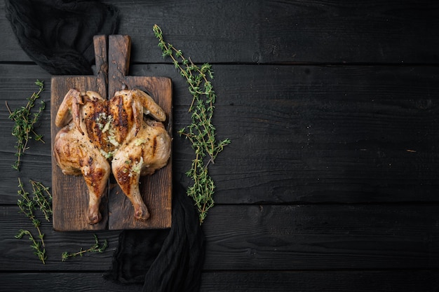 Flattened out whole baked chicken