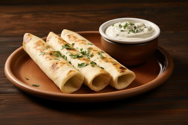 flautas with a side of creamy garlic sauc mexican flautas image photography