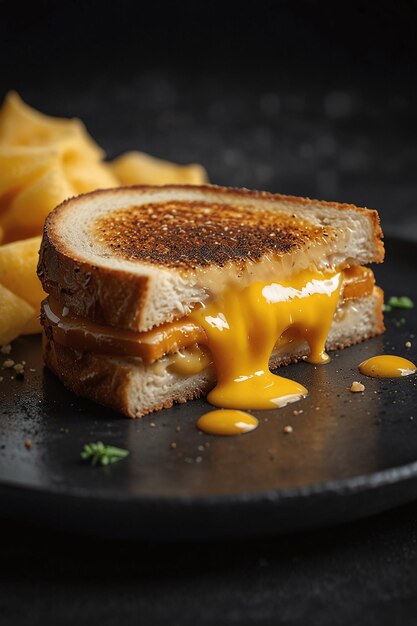 Photo flavor explosion basil tomato grilled cheese with melted cheese