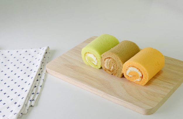 flavored roll cake on a plate