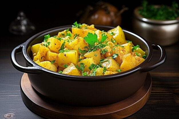 Foto il saporito aloo gobi curry con patate e cavolfiore