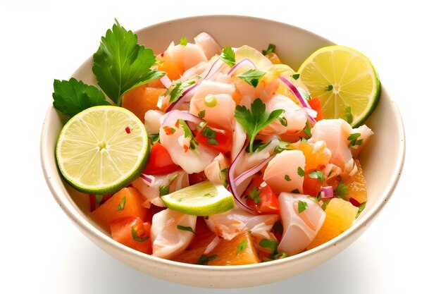 Photo flavorful and colorful ceviche with fresh seafood marinated in citrus juices generative ai