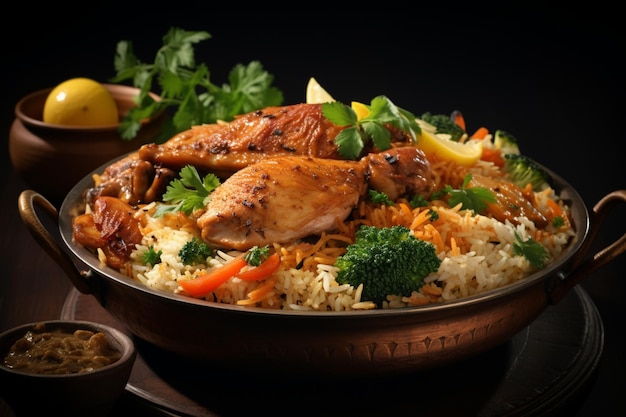 Вкусный ансамбль Куриные овощи и рис объединяются в вкусную и сбалансированную еду