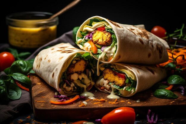 Flavorful Falafel Wrap with Hummus and Tahini Sauce