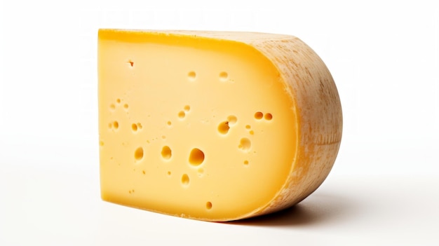 A flavorful gouda cheese captured in a closeup realistic photo against a white background Generative