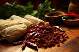 Photo flavorful guajillo chile tamales