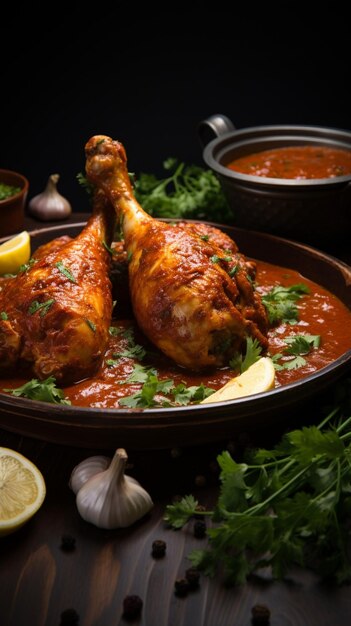 Flavorful leg ensemble Murg tangri masala a tangdi chicken curry with succulent drumsticks Vertical