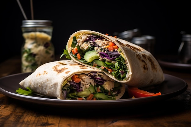 Flavorful Mediterranean Veggie and Hummus Wrap with Whole Grain Tortilla