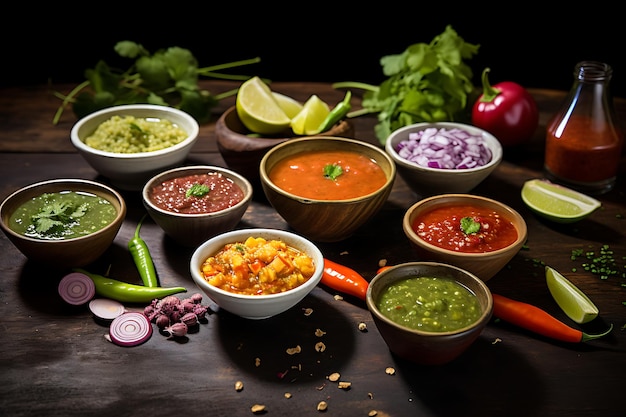 Flavorful mexican salsas culinary stock shots