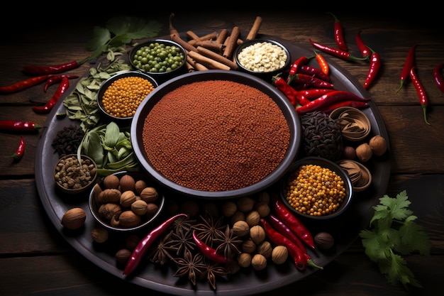 Flavorful Palette Celebrating the Diversity of Indian Spices Generative AI