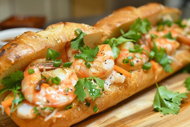 Вкусные креветки и крабовые ножки Рецепт Bahn Mi с маринованными овощами