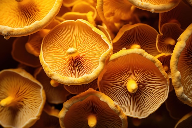 Photo flavorful yellow macro fresh mushroom generate ai