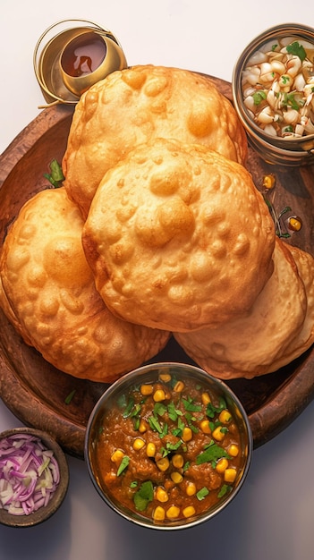 Photo the flavors of north india with chole bhature vertical mobile wallpaper