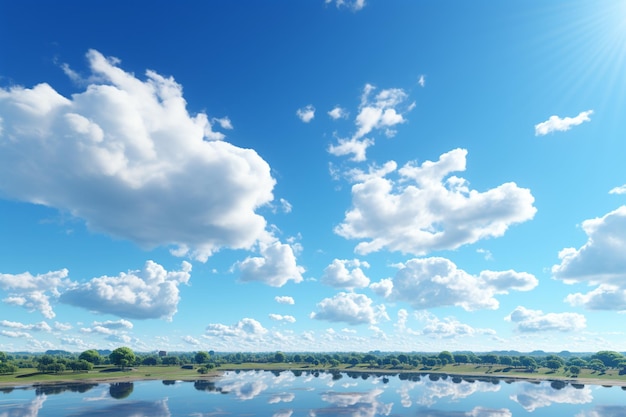 Flawless blue autumn sky adorned with delicate wisps of clouds