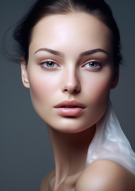 결점 없는 우아함 매혹적인 아름다움의 초상 완벽한 피부를 가진 아름다운 여성 모델 실존 인물 없음 Generative AI