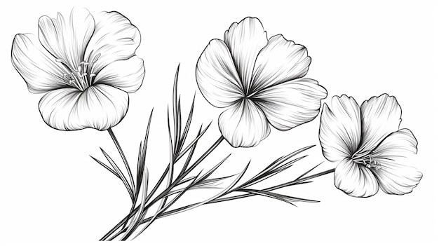 Flax flower graphic black white isolated sketch illustration
