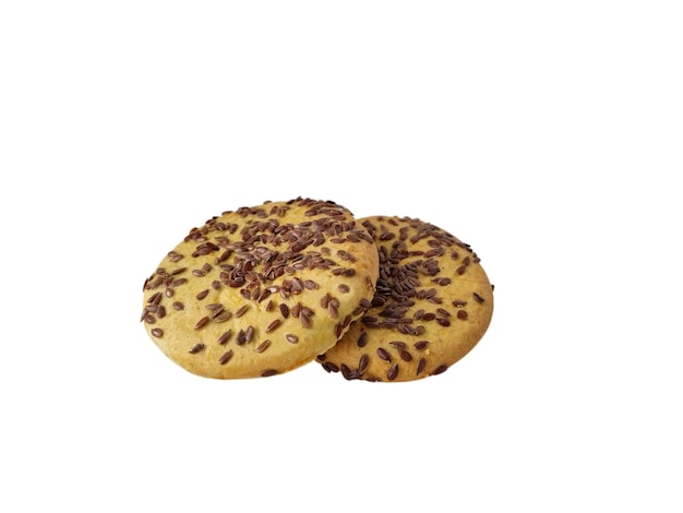 Flax seed cookies on white background