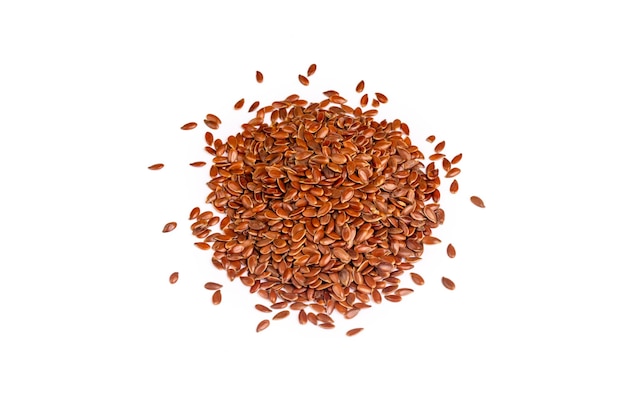 Flax seed on the white background