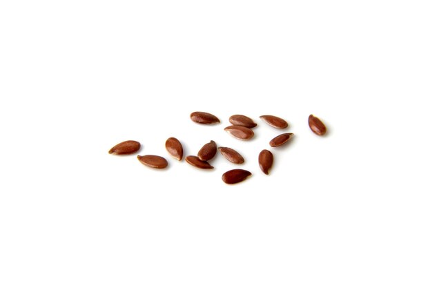 Flax seeds closeup macro isolated on white background
