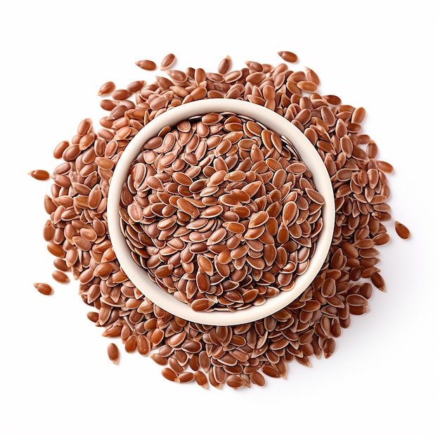 Flax Seeds on White Background No Shadow